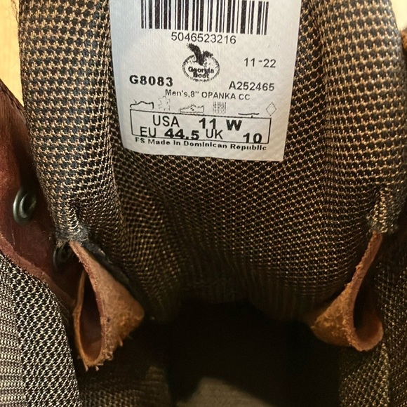 Georgia Boot Comfort Core Cognac Brown Thick Leather Opanka 8" Boots - Picture 8 of 9